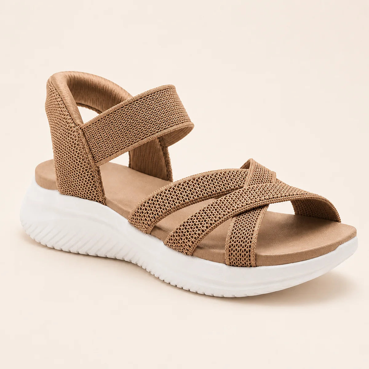 Women's Comfy Knit Cross-Strap Cushioned Walking Sandals